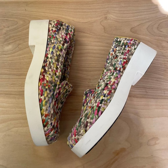 Fiorangelo Shoes - Fiorangelo Multicolored Yellow Woven Rounded Toe Loafer Sz EU 38